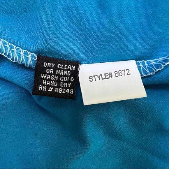 Lynn Ritchie Silver Graphic Color Block Short Sleeve Midi Dress Blue + Green S - Picture 8 of 9